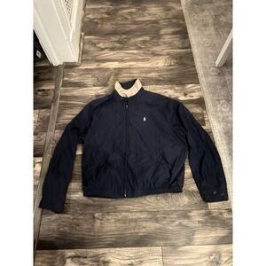 Vtg Polo Ralph Lauren Bi Swing Jacket Mens XL Navy Blue Flannel Lined Bomber
